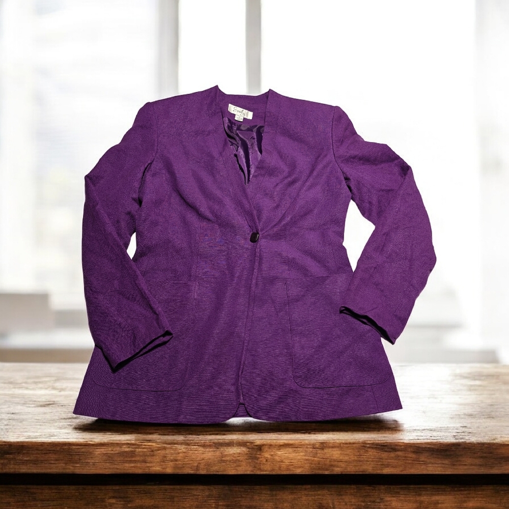 Vintage Emily... Women's Purple Blazer Suit Jacket Front Pockets Size 10